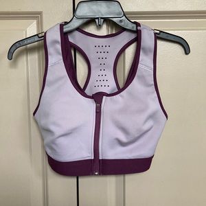 Fabletics Elsie High Impact Zip Sports Bra- Violet/Eggplant- Medium